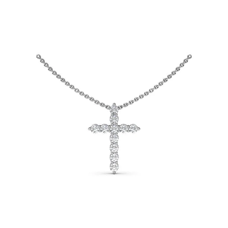 Black Diamond Necklaces-Diamond Prong Cross Necklace P5119