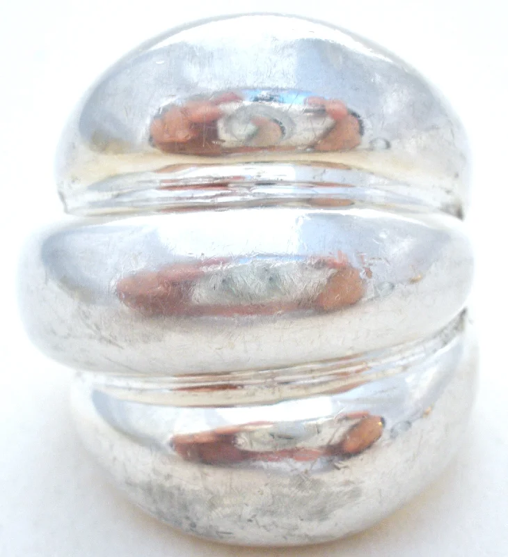 Wedding Rings With Art Deco Style-Sterling Silver Dome Shrimp Ring Size 8