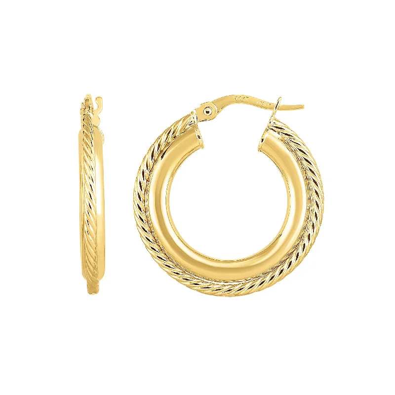 Gemstone Hoop Earrings-14K Gold Small Polished & Twist Hoop Earring