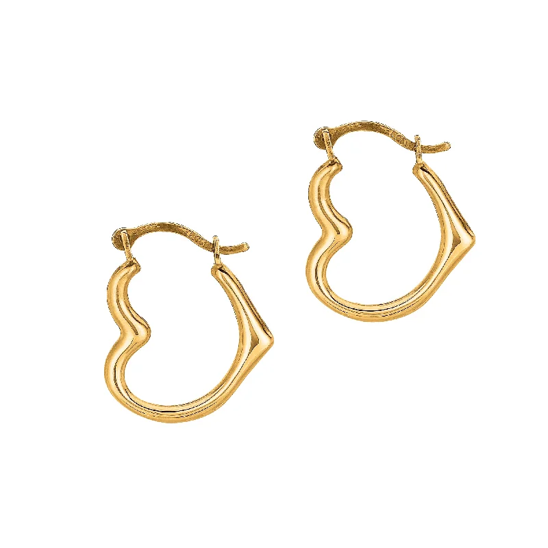 Simple Stud Crystal Earrings-10K Gold Heart Hoop Earring