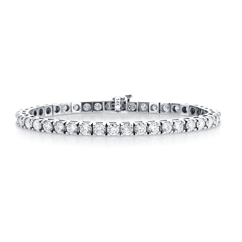 Bracelets For Christmas-8.00 Carat Round Diamond Lab Grown Tennis Bracelet set in 14K White Gold