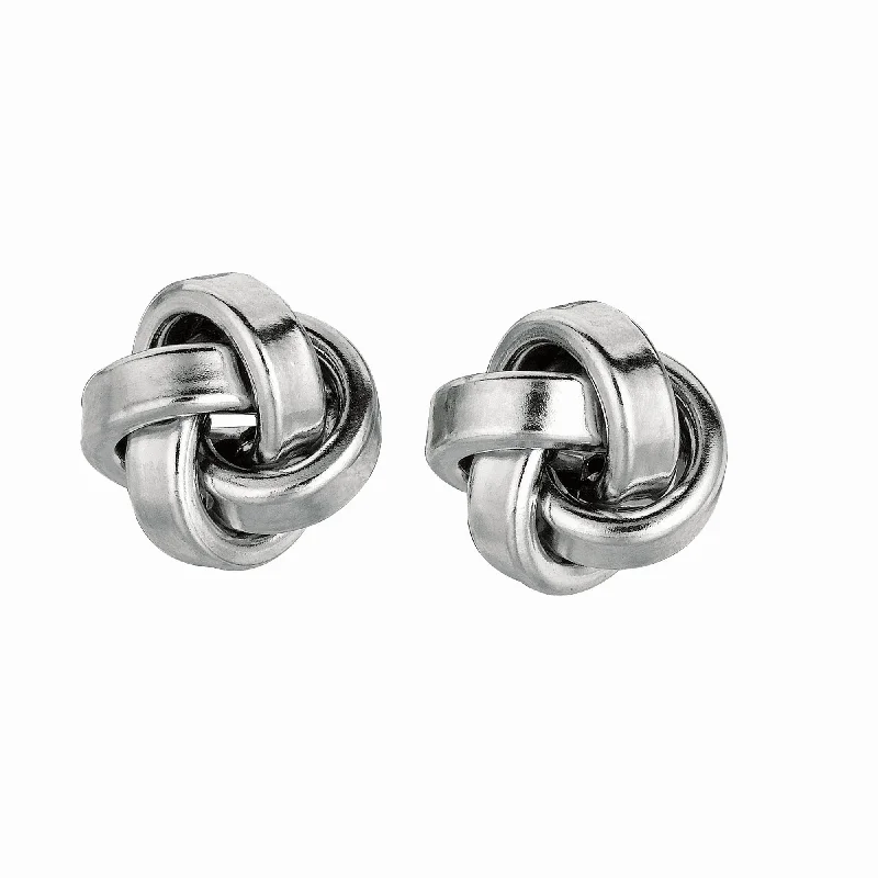 Fashion Jewelry Earrings-Silver Medium Polished Love Knot Earring