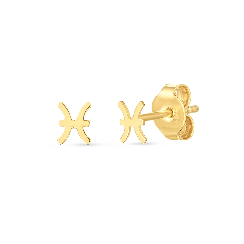 Trendy Gemstone Earrings-14K Pisces Studs