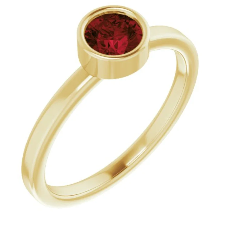 Couples Engagement Rings-14K Yellow 5 mm Natural Mozambique Garnet Ring