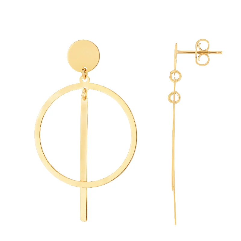 Classic Pearl Drop Earrings-14K Gold Geometric Drop Earrings