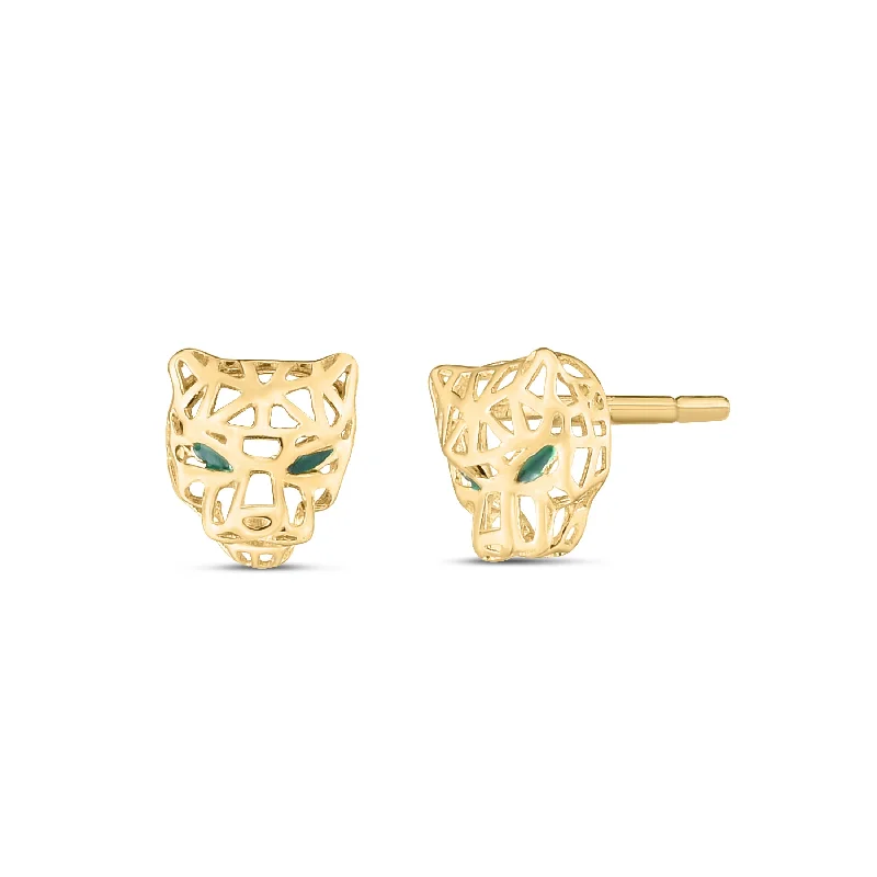 Unique Stud Earrings-14K Panther Earrings