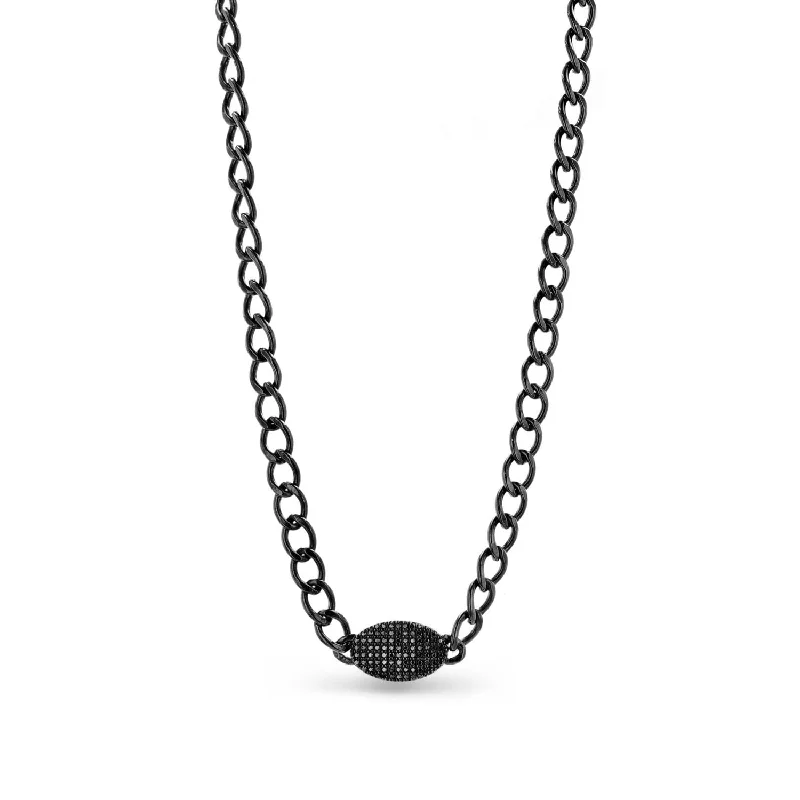 Simple Gold Pendant Necklaces-Black Diamond Nameplate on Jet Black Chain Necklace - 18"  NBLK0012