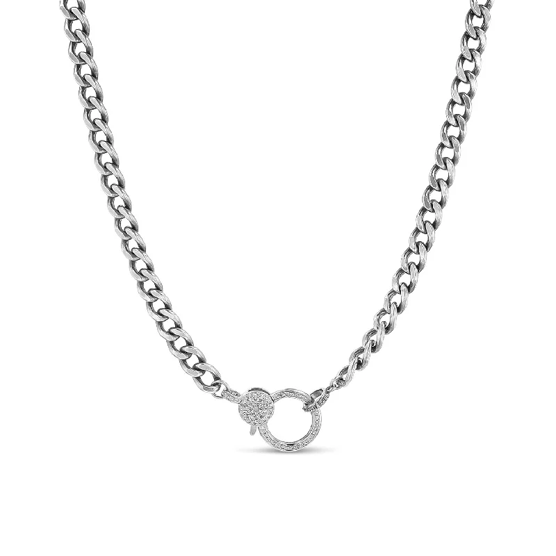 Birthstone Gold Necklaces-Short Heavy Cable Chain Necklace with Diamond Claw Clasp - 18" NB000064