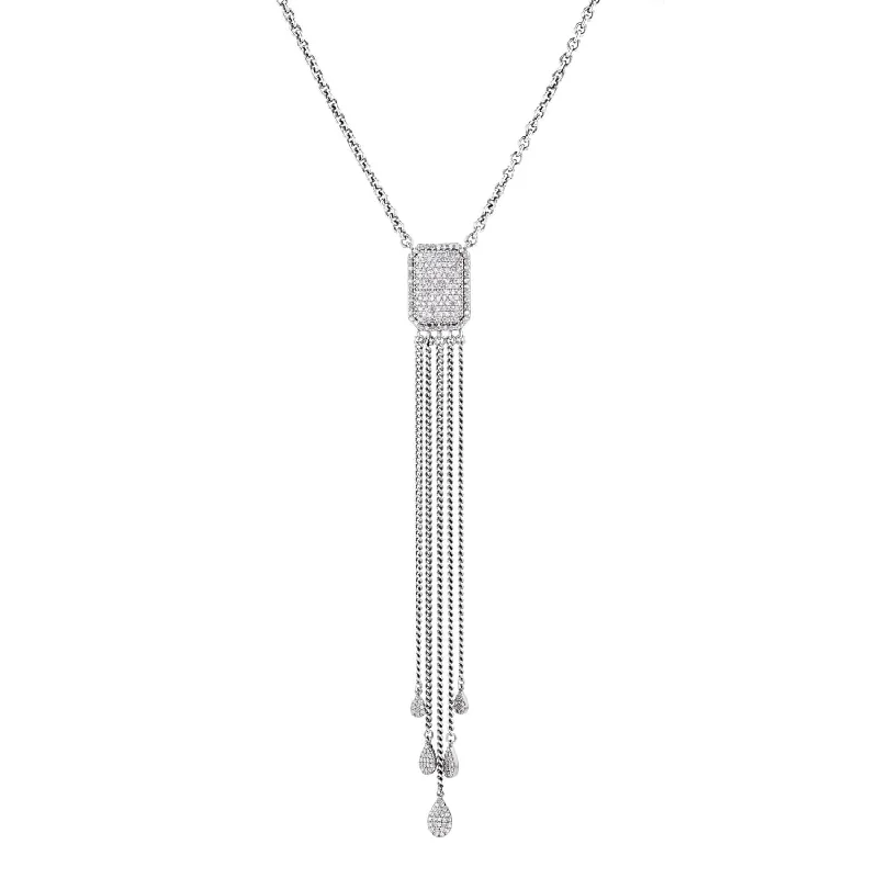 Simple Crystal Necklaces-Bolo Style Diamond Fringe Necklace  N0002641