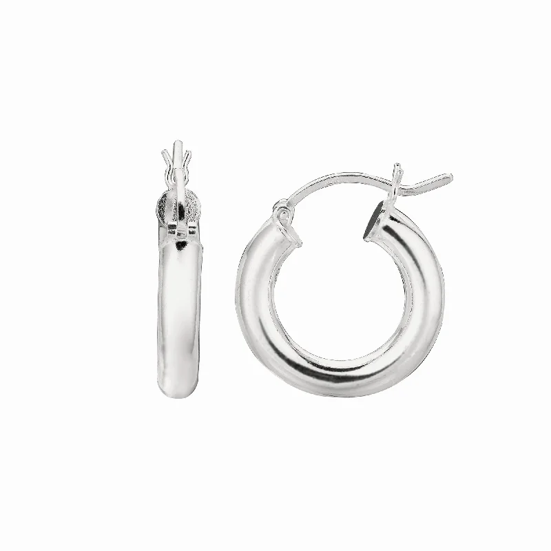 Luxury Diamond Stud Earrings-Silver 4x20mm Hoop Earring