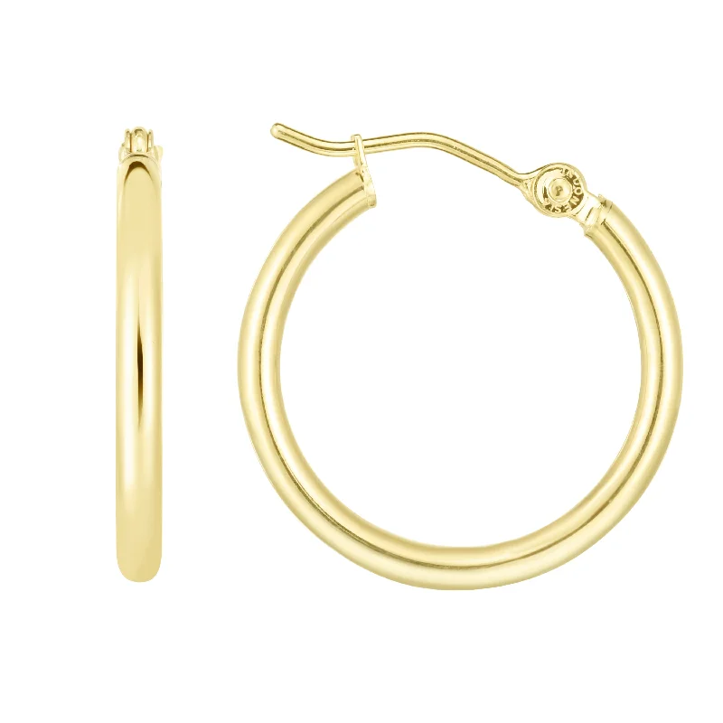 Sparkling Earrings-14K Gold 2x20mm Hoops