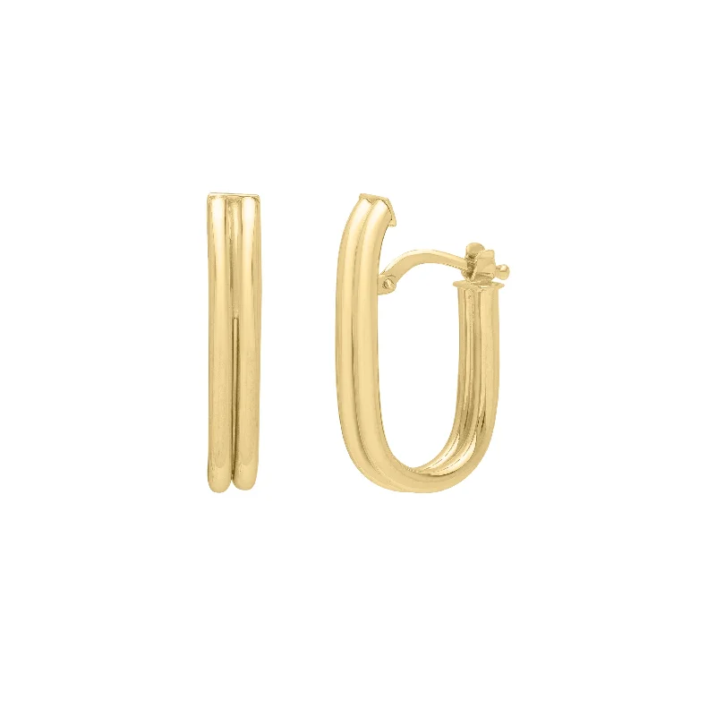 Men’s Earrings-14K Double Oval Tube Hoops