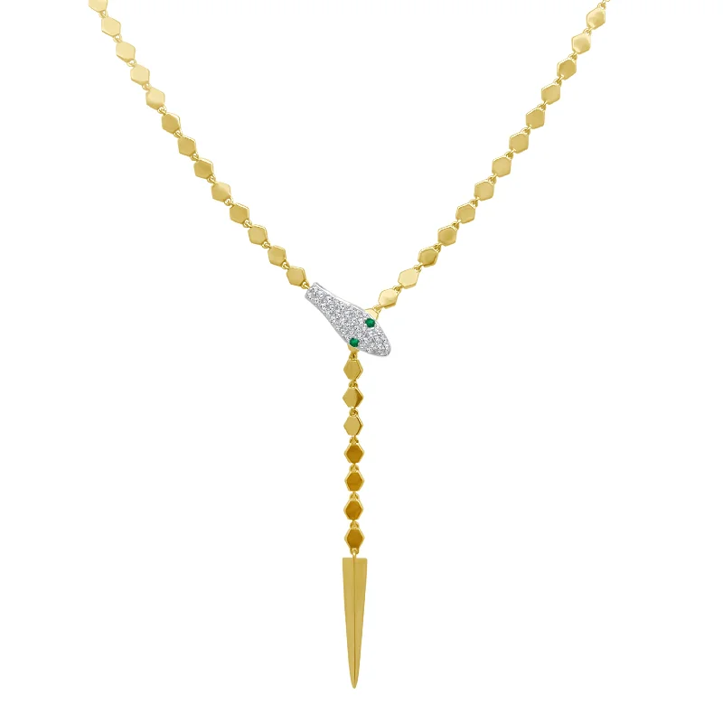 Pendant Necklaces-Diamond Snake Lariat