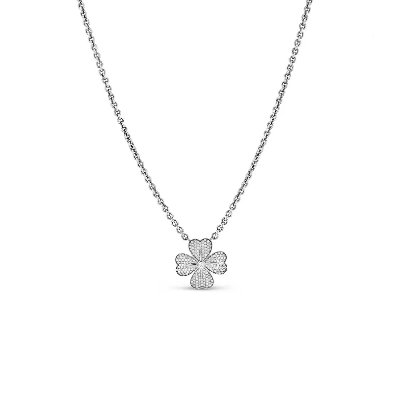 Gold Pendant Necklaces-Cable Chain Clover Necklace  N0002475