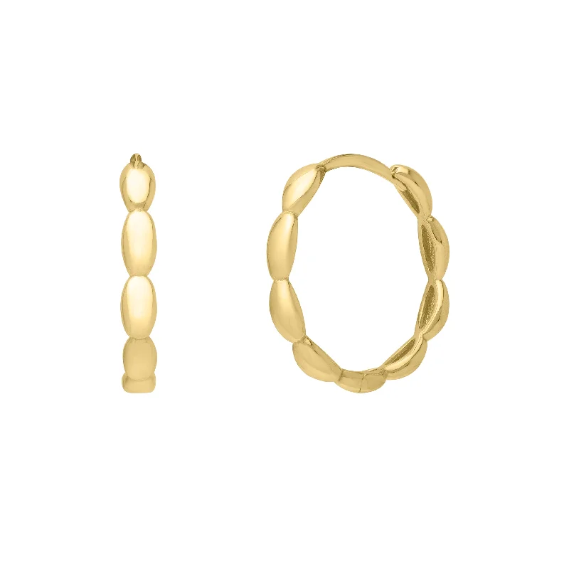 Black Earrings-14K Medium Rice Hoops