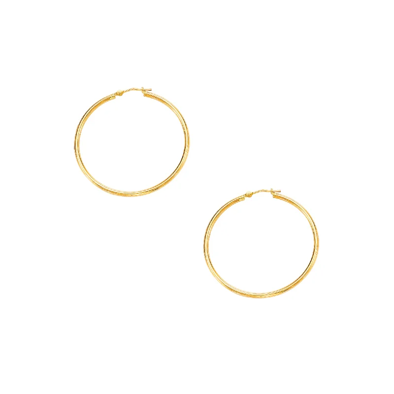 Silver Earrings-10K Gold 2x40mm Hoop Earring