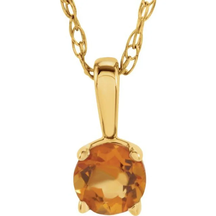 Birthstone Gold Necklaces-14K Yellow 3 mm Imitation Citrine Youth Solitaire 14" Necklace