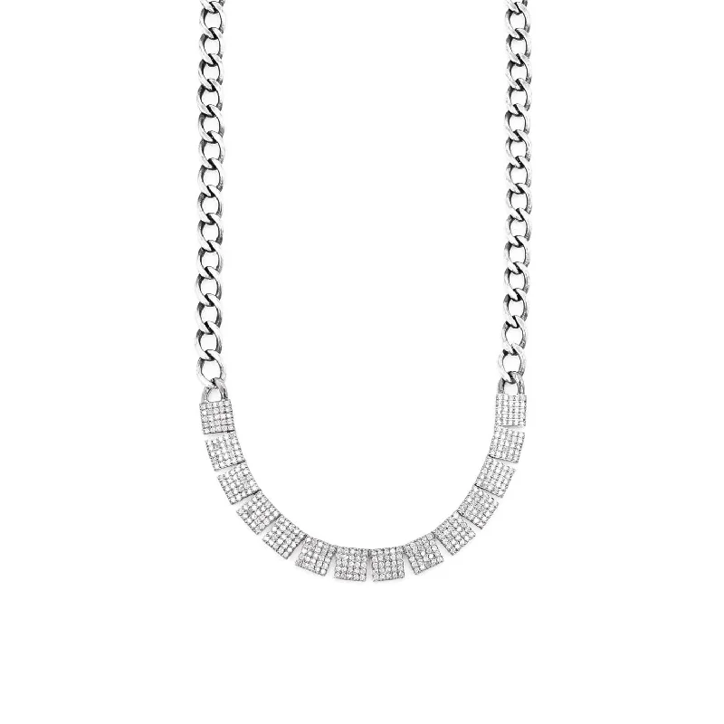 Eco-friendly Necklaces-Diamond Tile Chain Necklace  N0002811