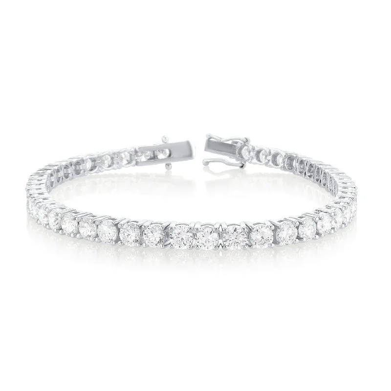 Rose Gold Bracelets-9.50 Carat Round Diamond Lab Grown Tennis Bracelet set in 14K White Gold