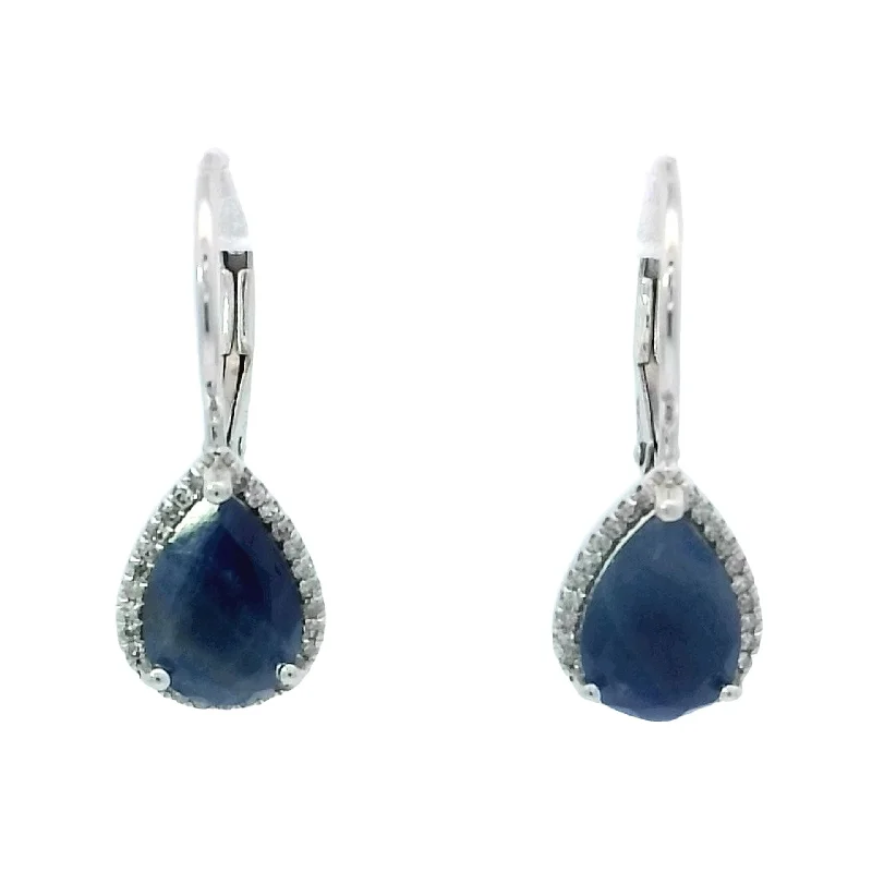 Diamond Drop Earrings-Sapphire Earrings