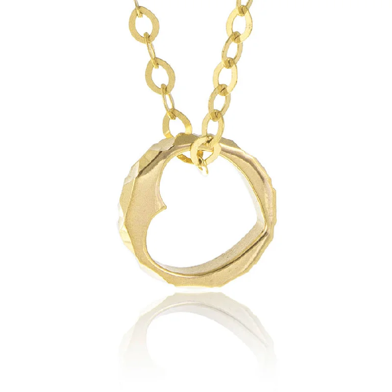 Elegant Pendant Necklaces-14k Yellow Gold Heart Ring Necklace