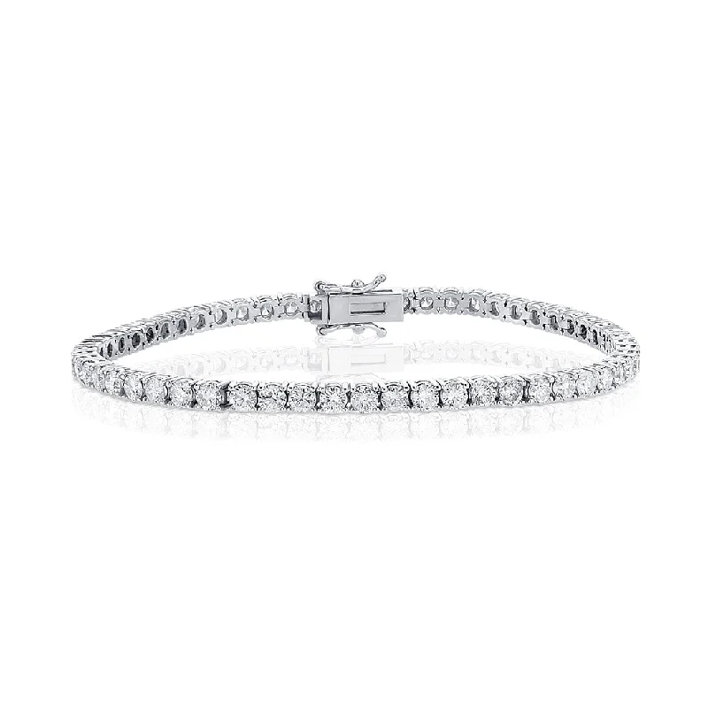 Bracelets For New Year Gifts-4.88 Cttw Round Diamond 14K White Gold Tennis Bracelet