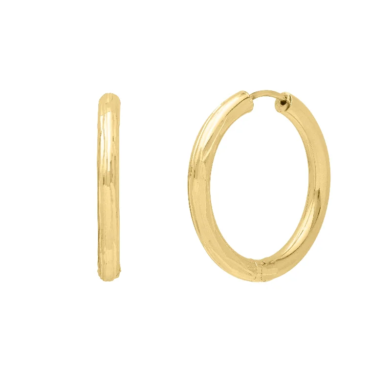 Fashionable Earrings-14K Endless Engraved Round Hoops