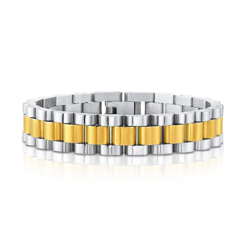 Handcrafted Bracelets-WATCH BRACELET, SILVER & GOLD