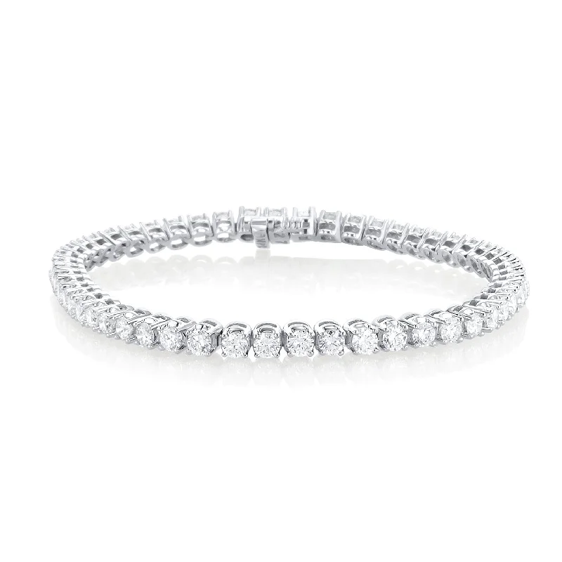 Bracelets With Gold Plating-4.50 Carat Round Lab Grown Diamond Tennis Bracelet set in 14K White Gold