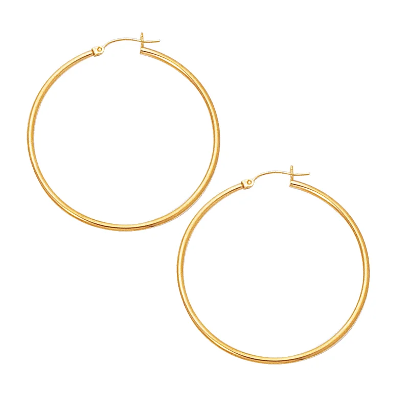 Hoop Earrings-10K Gold 2x45mm Hoop Earring