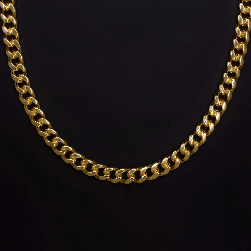 Sparkly Pendant Necklaces-4.5mm 24.5gm SOLID 14k YELLOW GOLD CHAIN 16.5in MIAMI CUBAN LINK MENS NECKLACE