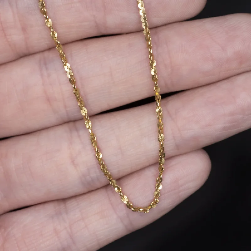 Leather Necklaces-SOLID 14K YELLOW GOLD 18 INCH CHAIN 1.5mm FIGURE EIGHT TWIST MEN LADIES NECKLACE