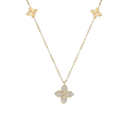 Vintage Diamond Necklaces-Love by the Inch Diamond Necklace in 18K Yellow Gold, Adjustable Chain