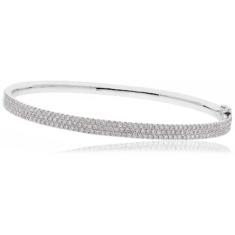 Bangles With Rhodolite-DIAMOND FLAT TOP BANGLE IN 18K WHITE GOLD