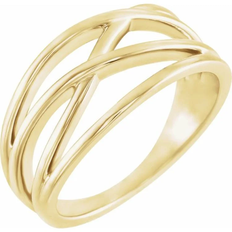 Oval Rings-14K Yellow Criss-Cross Ring