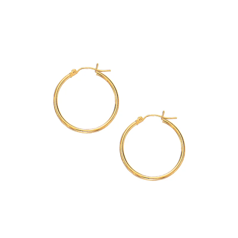 Modern Earrings-10K Gold 2x25mm Hoop Earring