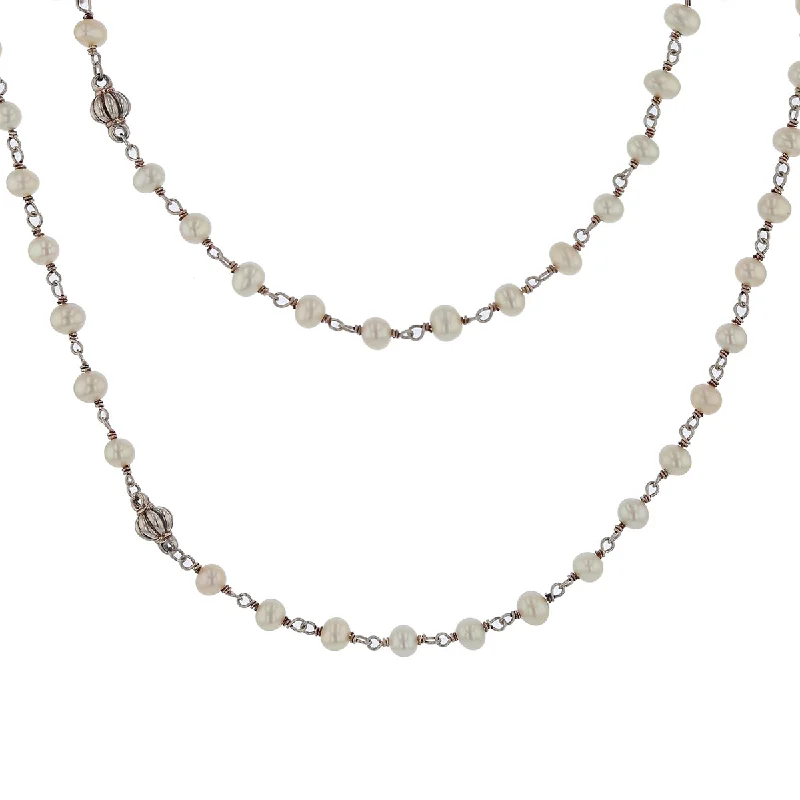 Women’s Necklaces-Lagos Cultured Pearl Beaded Necklace in Sterling Silver 35"