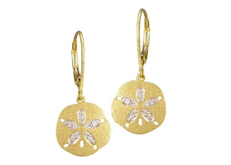 Modern Gemstone Earrings-Sand Dollar Earrings in Yellow Gold