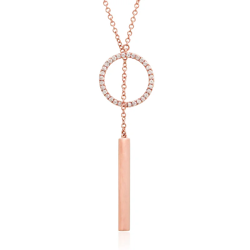 Spiritual Necklaces-18k Rose Gold 0.34ct Diamond Circle Necklace