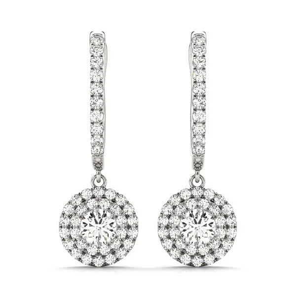 Large Stud Earrings-Halo Diamond Earring