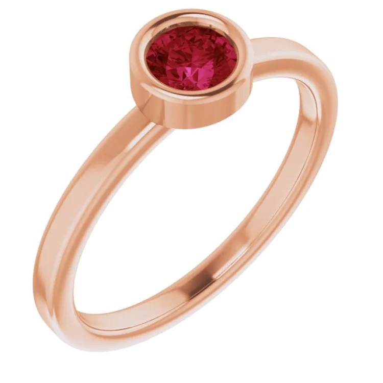 Engagement Rings With Gemstones-14K Rose 4.5 mm Lab-Grown Ruby Ring