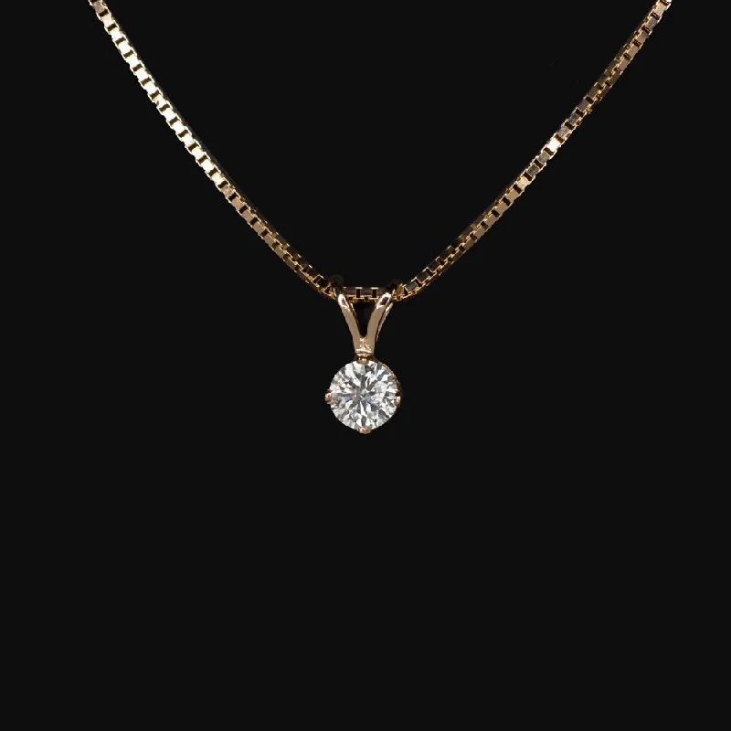 Personalized Bar Necklaces-1/2ct NATURAL DIAMOND SOLITIAIRE NECKLACE ROUND BRILLIANT CUT 14k YELLOW GOLD