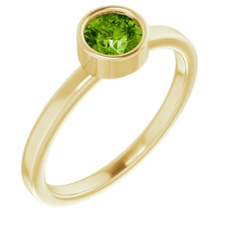 Engagement Rings With Emeralds-14K Yellow 5 mm Natural Peridot Ring