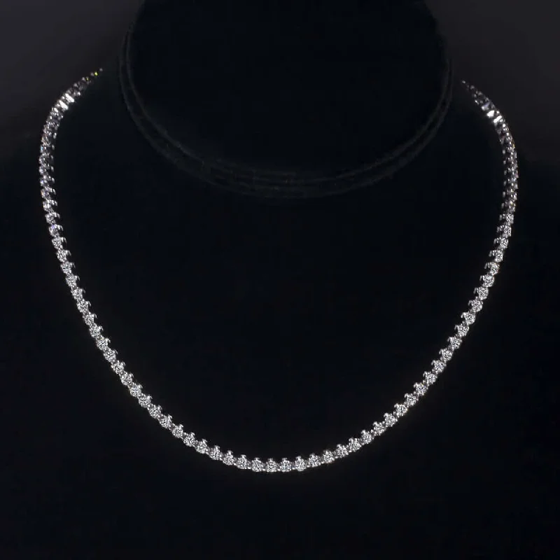 Rope Necklaces-5 CARAT LAB CREATED DIAMOND RIVIERA NECKLACE 14k WHITE GOLD CLASSIC TENNIS ROUND