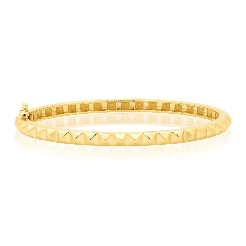 Bracelets With Natural Stones-STUDDED BANGLE, 14KT GOLD