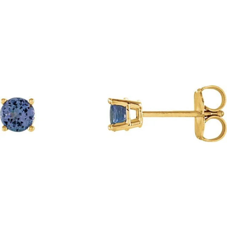 Personalized Crystal Earrings-14K Yellow 4 mm Natural Tanzanite Stud Earrings