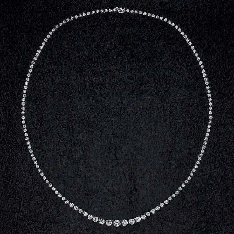 Classic Chain Necklaces-15 CARAT NATURAL DIAMOND RIVIERA NECKLACE WHITE GOLD IDEAL CUT TENNIS GRADUATED