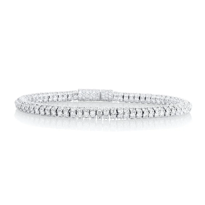 Handmade Bracelets For Women-14.39 Carat Lab Grown Diamond Tube Bracelet in 14K White Gold