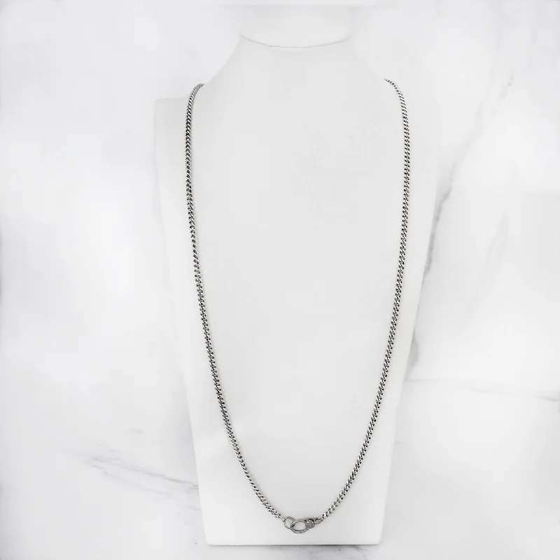 Gemstone Pendant Necklaces-Long Curb Chain Necklace with Diamond Claw Clasp NB000024