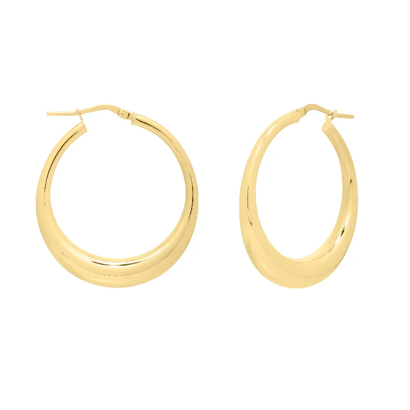 Handmade Earrings-14K Gold Oval Electroform Hoops